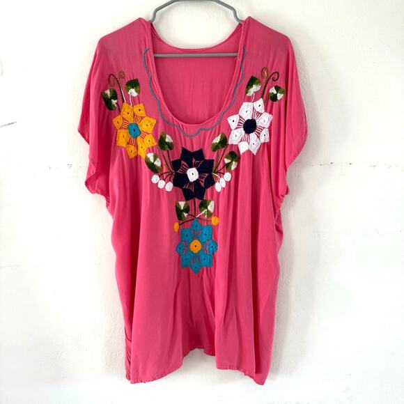 Embroidered Artesanias Mayte Top Jalapa Blouse Mexican Floral Tunic Shirt - Picture 1 of 10